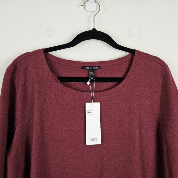 Eileen Fisher Boiled wool jersey Jewel Neck Boxy Tunic L NWT Fall Winter - Picture 6 of 9